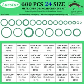 600 Pcs Car Air Conditioning o Ring Kit,24 Sizes O Ring Assortment Kit,Rubber O-Ring Sealing Washer Gasket Set for Pressure Washer, Plumbing Sealing Repair, Air Or Gas Connections, Resist Oil and Heat