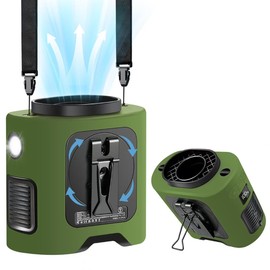 StyCooLife 14500mAh Portable Waist Fan Clip on, 67H Cooling, 5 Speeds Rechargeable Personal Belt Shirt Fan Wearable with Rotatable Clamps & Flashlight, Neck Fan for Outdoor Jobsite Camping Travel