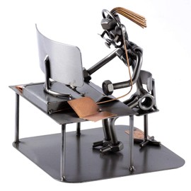 Steelman24 I Nuts and bolts sculpture Call Center Agent Woman I Handmade ornaments I Made in Germany I I Metal figurine