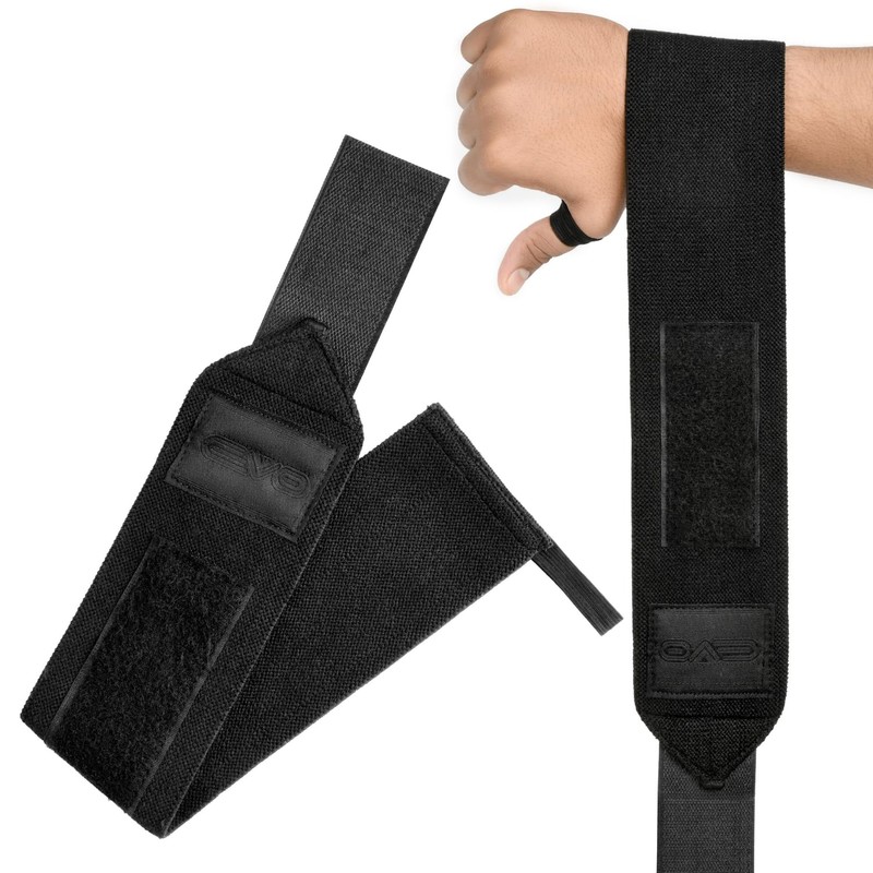 EVO Fitness Pair of 18” Deep Black Weight Lifting Wrist