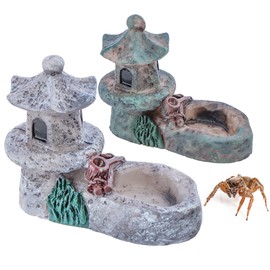 2 Pack Tarantula Water Bowl Small Resin Landscaping for Tarantula Spider Hermit Crab Scorpion Millipede Small Reptile Insect