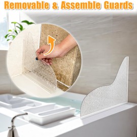 Honitra Bathtub Shower Splash Guard, 2Pcs Classic Style Shower Water Guard Blocker, Self-Adhesive Tub Splash Guard for Bathtub, Easily Removable & Install Shower Water Splash Guard for Bathtub