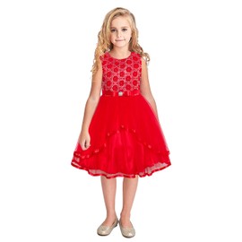 Flower Girl Dress Red Sequin Mesh Red Holiday Dress Size 7 Years