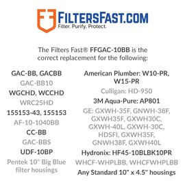 Filters Fast FFGAC-10BB Compatible Replacement for Pentek GAC-BB Carbon Block Water Filter Cartridge, 10-Inch