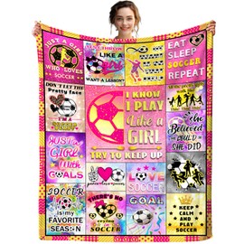 Wattnai Soccer Blanket - Girls & Kids Soccer Gift, 50"X40"