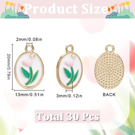 SUNNYCLUE 1 Box 30Pcs Enamel Flower Charms Floral Charms Bulk Oval Alloy Colorful Spring Cute Flowers Charm for Jewellery Making Charms DIY Crafting Necklaces Bracelets Earrings Supplies Gifts Women