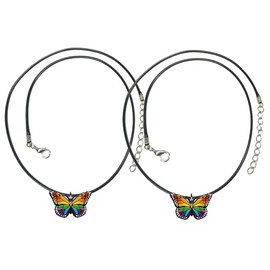 Generic Butterfly Pendant Necklace Bracelet Neck Wrist or Ankle Yazzle Dazzle Set of 2 Rainbow