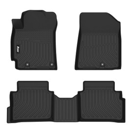 IKON MOTORSPORTS 3D Molded TPE Floor Mats, Compatible with 2019-2024 Kia Forte All Models, Black All Weather Waterproof Anti-Slip Floor Liners, Front 2nd Row Interior Accessories 3PCS