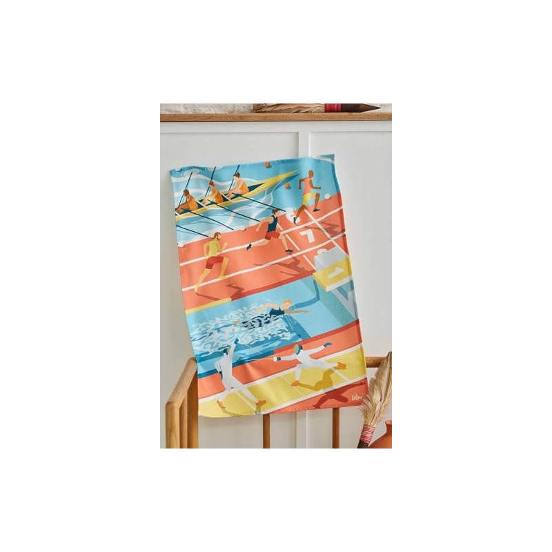 Coucke Wim' Les Athletes Printed Cotton Tea Towel 50 x