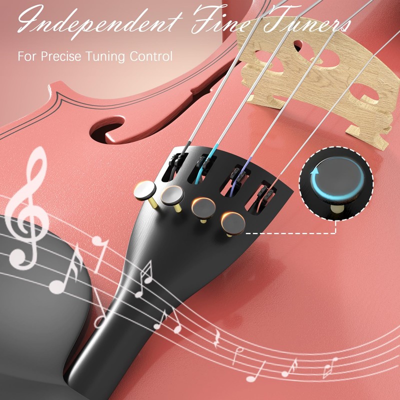 1/8 Beginner Violin Kit, Complete Violin Set with Case, Bow,