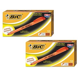 BIC : Brite Liner Highlighter, Chisel Tip, Fluorescent Orange Ink, 12/Pack -:- Sold as 2 Packs of - 12 - / - Total of 24 Each
