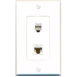 Wallplate City DecorZ - 1 Port Phone 1 Port CAT6 Ethernet Decorative Wall Plate