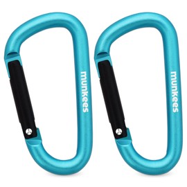 munkees Small Carabiner Clip Keychain 2 Pack, Mini Caribeener 2 inch to 3" for Keys Aluminum Alloy Biner Lightweights for Bottle Buckle, Backpack Hook(2-Pack,X-Small,Blue)