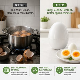 Microwave Egg Cooker for 4 Eggs – Quick Boiler for Soft, Medium & Hard-Boiled Breakfast Prep