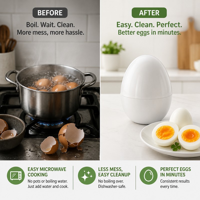 Microwave Egg Cooker for 4 Eggs – Quick Boiler for