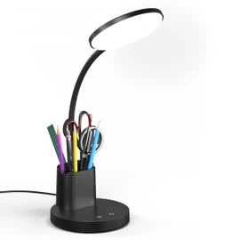 Desk Lamp, LED Desk Lamp for Home Office, Touch Control Lamp with 3000k 4000k 5000k 3 Color Modes Adjustable, Dimmable Desk Light with Pen Holder, Black