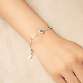 Philip Jones Green Aventurine Heart Gemstone Bracelet Created with Zircondia® Crystals