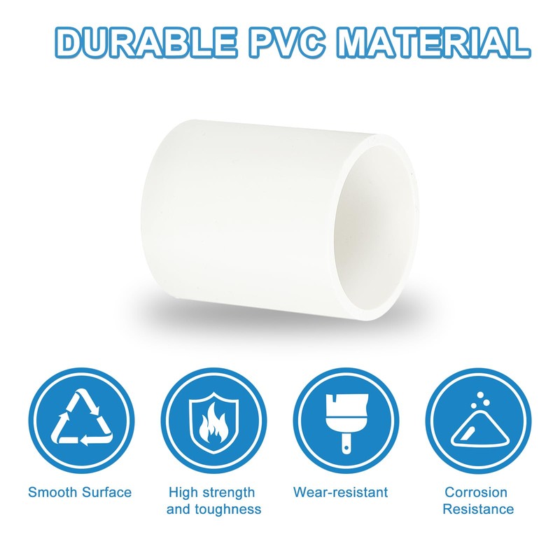 sourcing map 40mm PVC Pipe Coupling Adapter, 2 Pcs Pipe