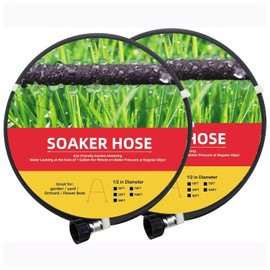 2 Pack Soaker Hose Short 10 FT for Garden Bed, 1/2’’ Diameter Drip Hose 10 FT For Vegetable Patch, Landscaping, Perfect Delivery of Water, Savings 70% Water (2 Pack 10FT)