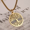 HZMAN Stainless Steel Gold Silver Tree of Life Serenity Prayer