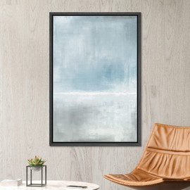 SIGNWIN Framed Canvas Print Wall Art Pastel Watercolor Blue Gray Landscape Abstract Shapes Illustrations Modern Art Minimal Relax/Calm Multicolor for Living Room, Bedroom, Office - 16"x24" Black