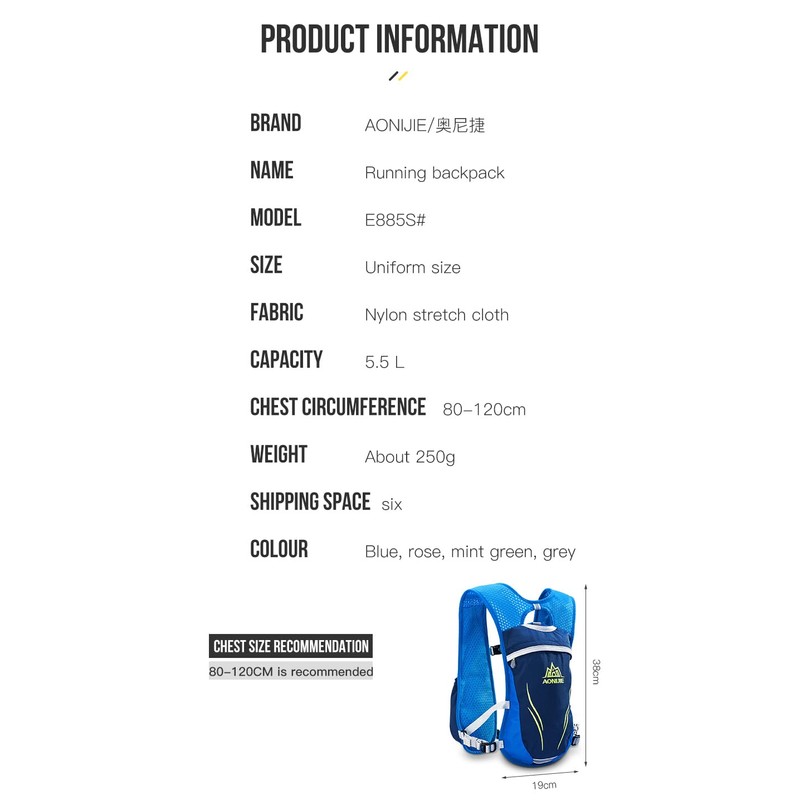 Geila Hydration Backpack, Hydration Vest Outdoors Sport Trail Marathoner Running