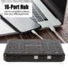 16‑Port Hub Industrial USB2.0 Expander Ultra‑High‑Speed 5V 3A Power Adapter(100‑240v)