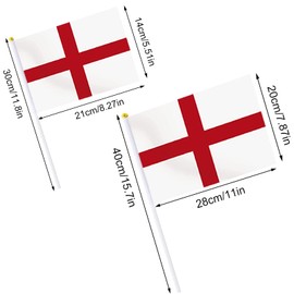 AhfuLife England Flags on Sticks for St. George's Day, 30pcs St. George Mini Hand Held Small Flags with 30cm White Pole for Euro World Cup Football Garden Street Party Decorations (30 Pcs, 14 x 21 cm)
