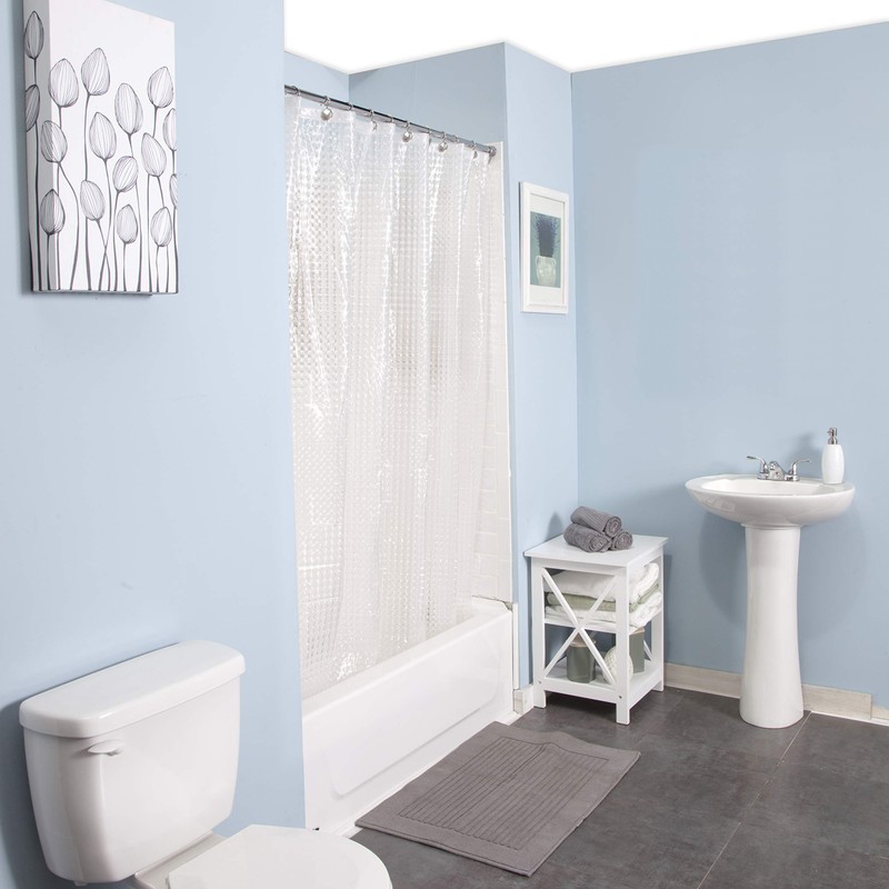 Kenney Medium Weight Mildew-Resistant Embossed PEVA Shower Curtain Liner, 70"