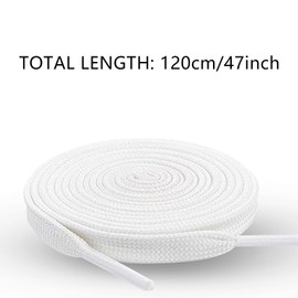 YOLCAR White Flat Shoe Laces, Sturdy Polyester with Anti-Break Tips, Suitable for Sneaker, Hat Strings, Pants Strings, and Bags, 120cm/47inch
