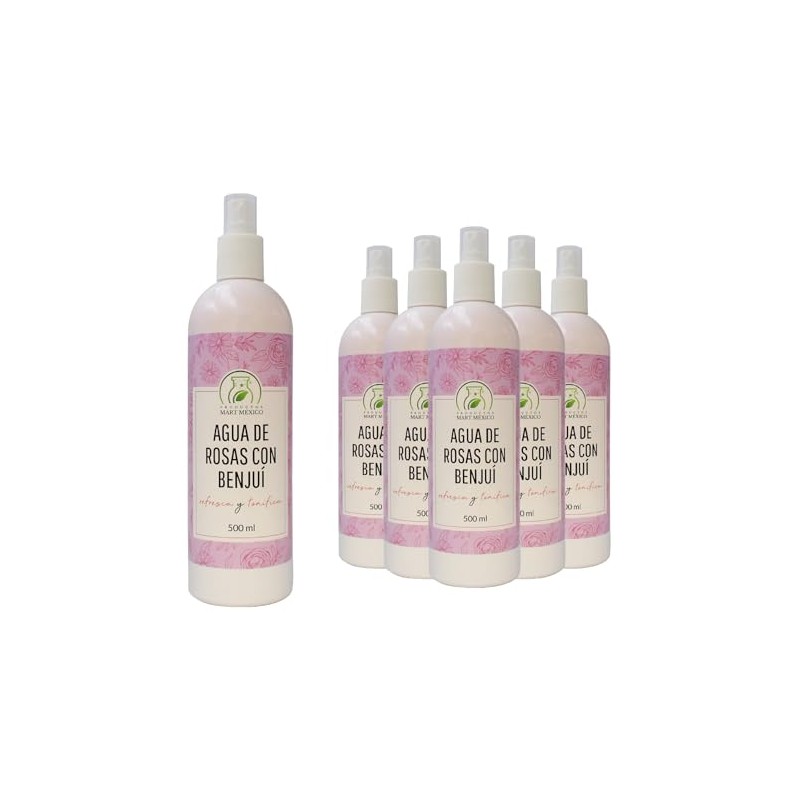 Agua de Rosas Con Benjuí, Refrescante (Pack 6) 500 Ml