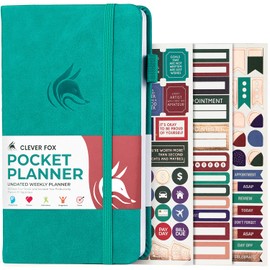 Clever Fox Pocket Planner Weekly – Undated Monthly Goal Planner and Calendar, Mini Planner Perfect for Purse, 3.7x6.7" (Turquoise)