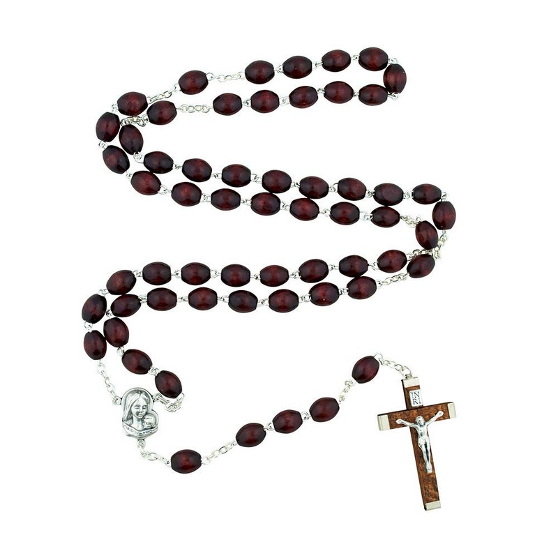 VILLAGE GIFT IMPORTERS Red Brown Catholic Rosary | Wooden Cross