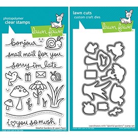 Lawn Fawn Gleeful Gardens Clear Photopolymer Stamps LF799 Bundle with Coordinating Lawn Cuts Dies LF800