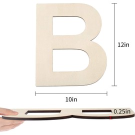 HGWOUY 12 Inch Unfinished Wooden Letter B, 1/4 Inch Thick Blank Wood Letters for Wall Decor DIY Crafts Project Birthday Wedding Christmas Decorations (B)
