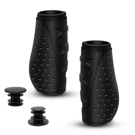 REETEE Bicycle Grips Ergonomic Bicycle Grip Non-Slip Handlebar Grips Bicycle Short and Long, MTB Grips for 22.2 mm Bicycle, Mountain Bike, Folding Bicycle Handlebar Grips (Black (90 mm + 90 mm))