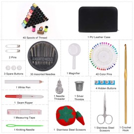 SumDirect Premium Sewing Supplies Kit, 129 Pcs Professional Sewing Kit with Case, Travel Sewing Set with Scissors, Threads, Needles Etc for Beginner, Traveller, Adults, DIY and Emergency Use (Small)
