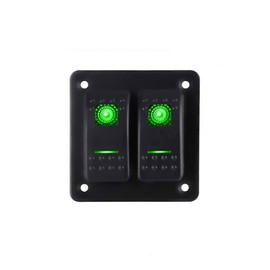 2 Gang Rocker Switch Panel 12‑24V Green LED Universal for Car Bus Truck Boat Sweeper Sprinkler Yacht