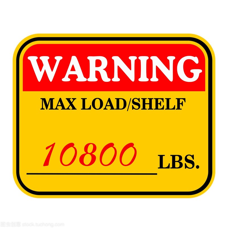 3×4 inch Caution MAX Load/Shelf LBS Sticker Bright Warning Pallet