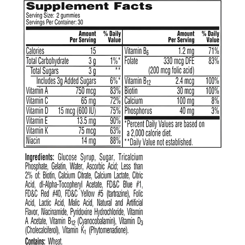Multivitaminico Adolescentes Mujer Gomitas Hecho Usa
