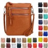 Solene Women's Crossbody Bag Multi Zipper Pockets with Detachable Wristlet,