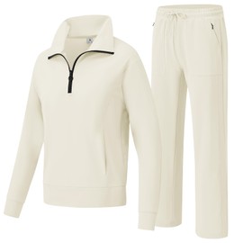 YSENTO® - Conjunto de 2 piezas de ropa de viaje para mujer, conjunto de chándal para correr, conjunto a juego, Albaricoque, Small