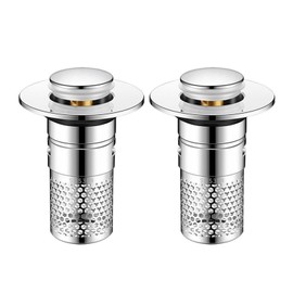 ZKSM Bathroom Sink Stopper, Universal Drain Plug Filter with Adjustable Hair Catcher Fine Mesh, Anti-Clog Sink Drain Strainer for Bathroom, Shower, Tub Easy Install Stainless Steel Pop Up Design