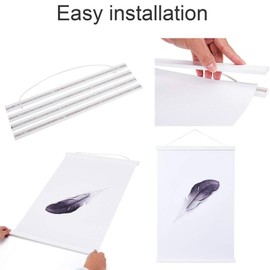 Ywlake A4 Poster Strip, Poster Rail, Magnetic Wooden Poster Hanger, Frame Strips, Picture Frame, Picture Strip, 21 x 30, 20 x 30, 20 x 45 cm (21 cm, White, Pack of 2)