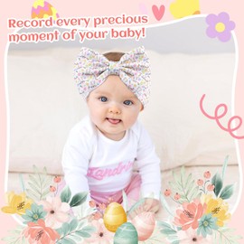 Subesty Baby Girl Headbands, 3Pcs Rabbit Egg Carrots Printed Nylon Hairbands with Bows for Infant Toddler