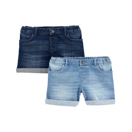 Simple Joys by Carter's Girls' Toddler 2-Pack Shorts, Dark/Light Denim, 2T