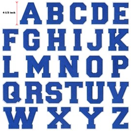 Single 4.5" Blue Chenille Varsity Letter Patch – Iron-On Applique for Letterman Jackets, Hoodies, Backpacks, Shirts, Team Uniforms