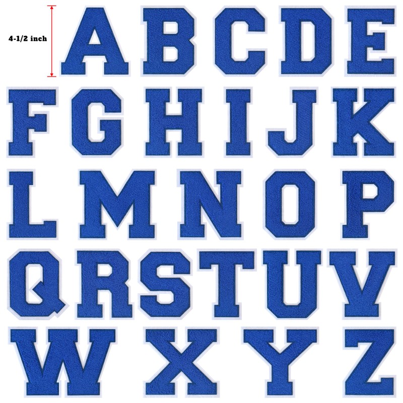 Single 4.5" Blue Chenille Varsity Letter Patch – Iron-On Applique