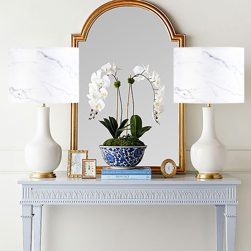 PIKOPIKO 1pcs Medium Lampshade White Marble Patterned Lamp Shade For