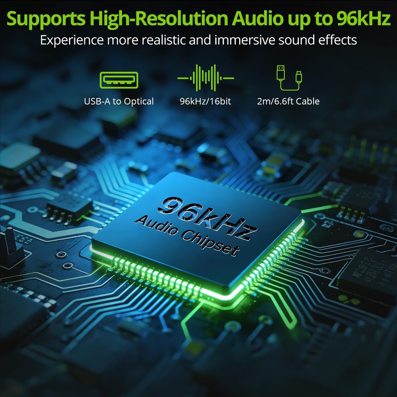 LiNKFOR USB to Optical Audio Adapter for PC, USB-A to